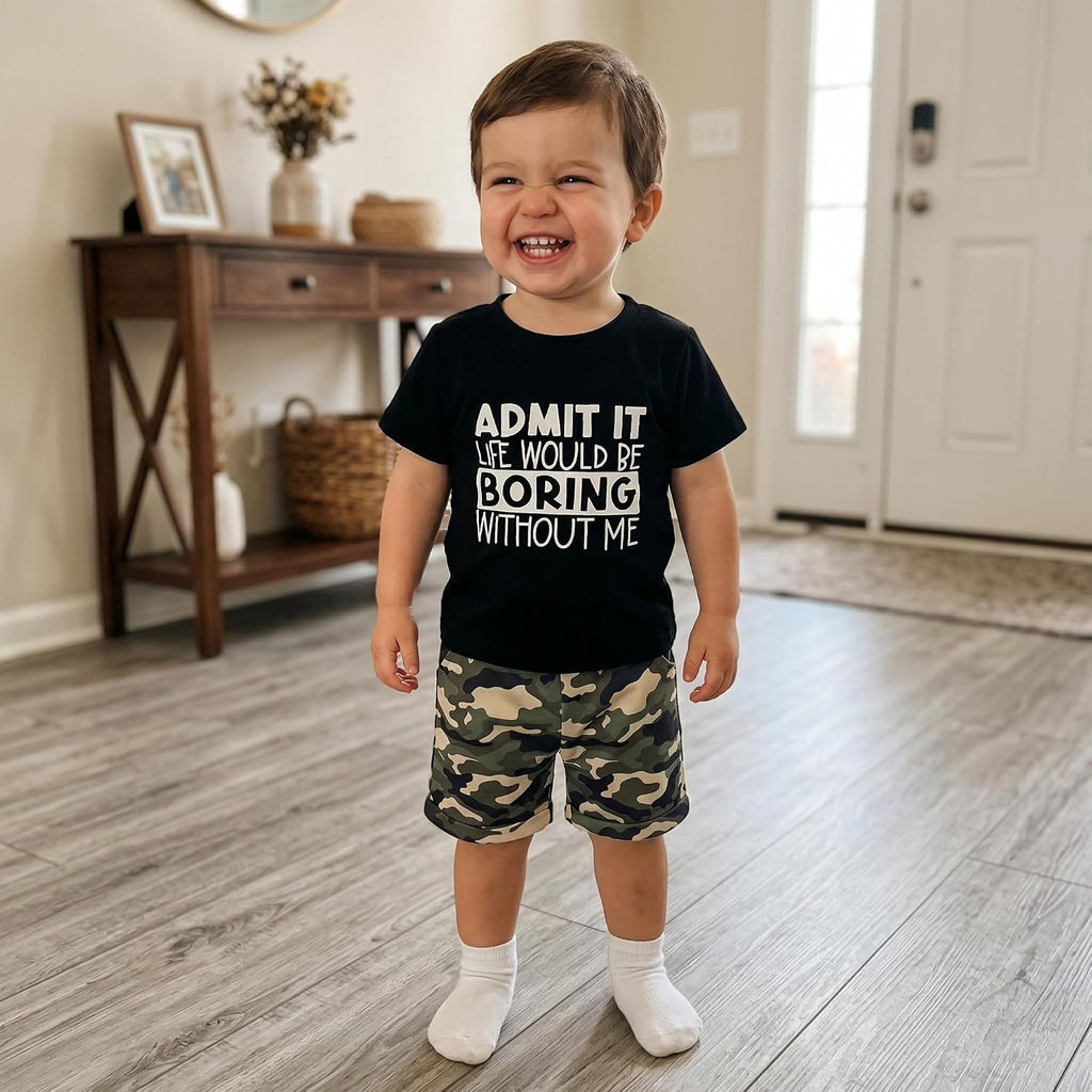 Toddler Baby Boy Summer Clothes Tops Camouflage Shorts 2Pcs Outfits