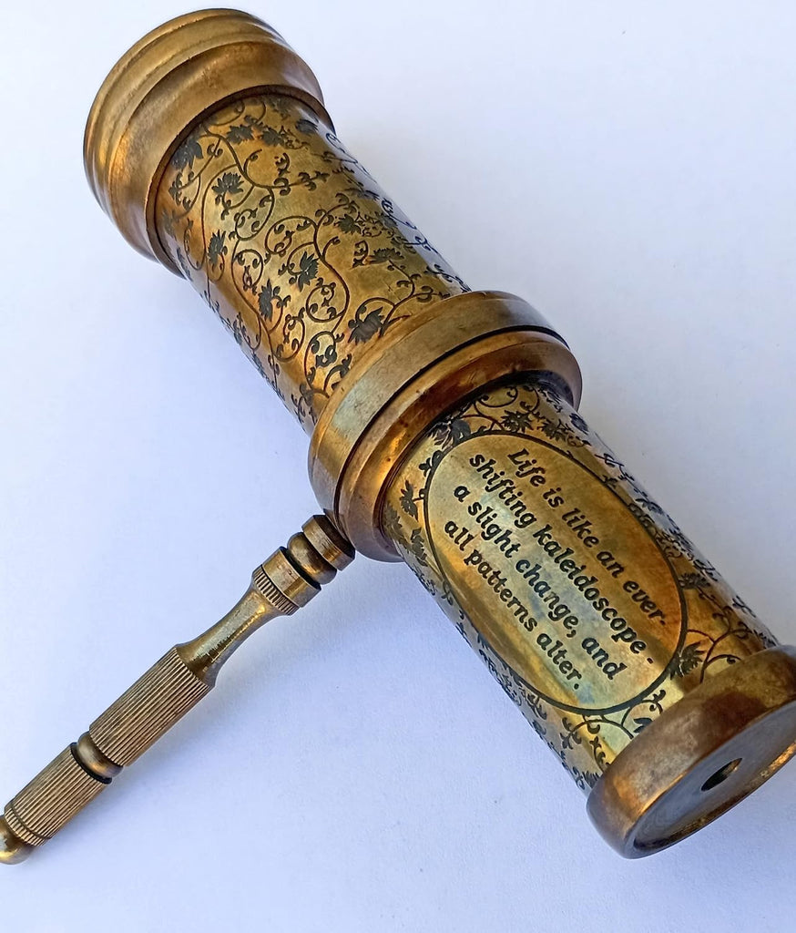 Antique Hand Carved Brass Twist Kaleidoscope for Adult and Kids || Vintage Look Kaleidoscope - Antique Finish