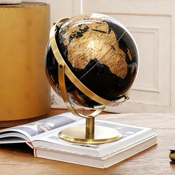 720° Rotation Light Luxury World Globe, Metal Stand, 10.6'' (L)