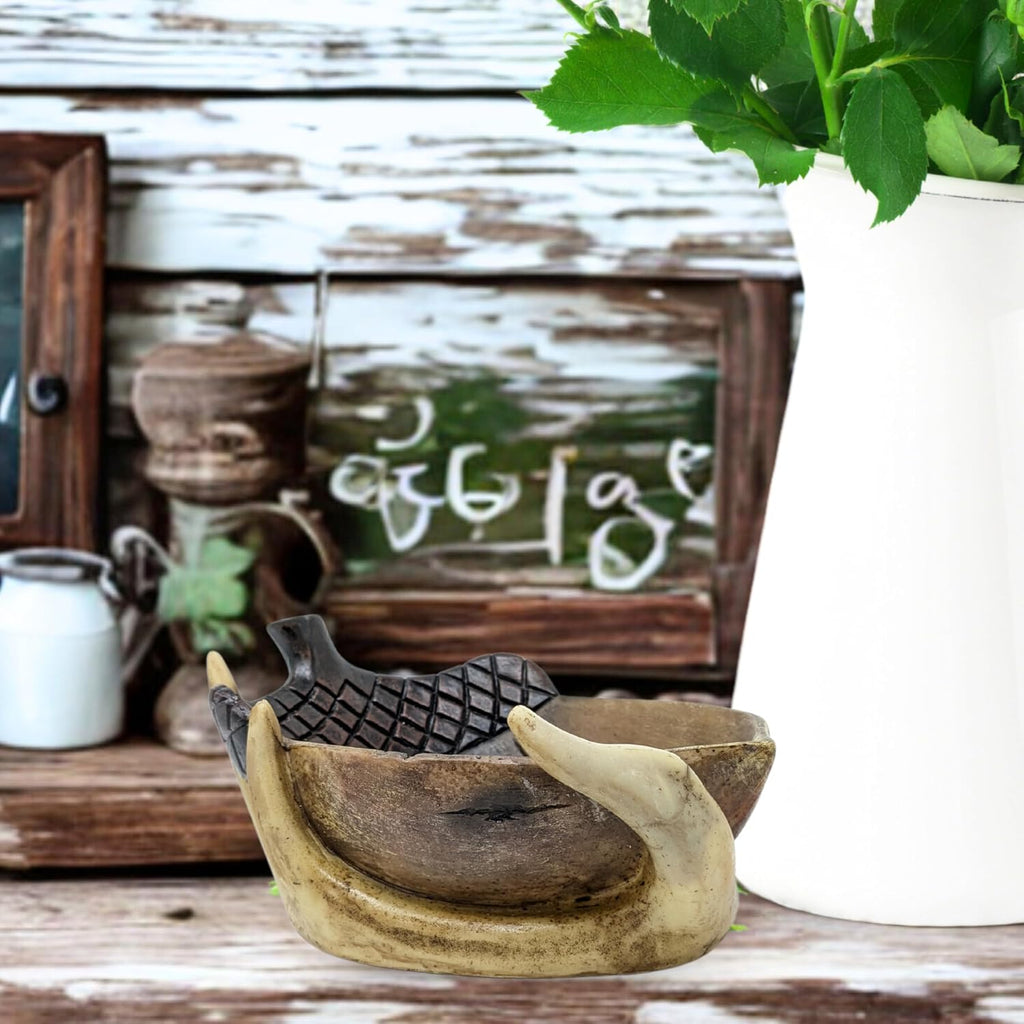 Antler & Acorn Resin Bowl - Rustic Woodland Decor for Cabin or Lodge - Candy Dish, Trinket Holder, Key Bowl, or