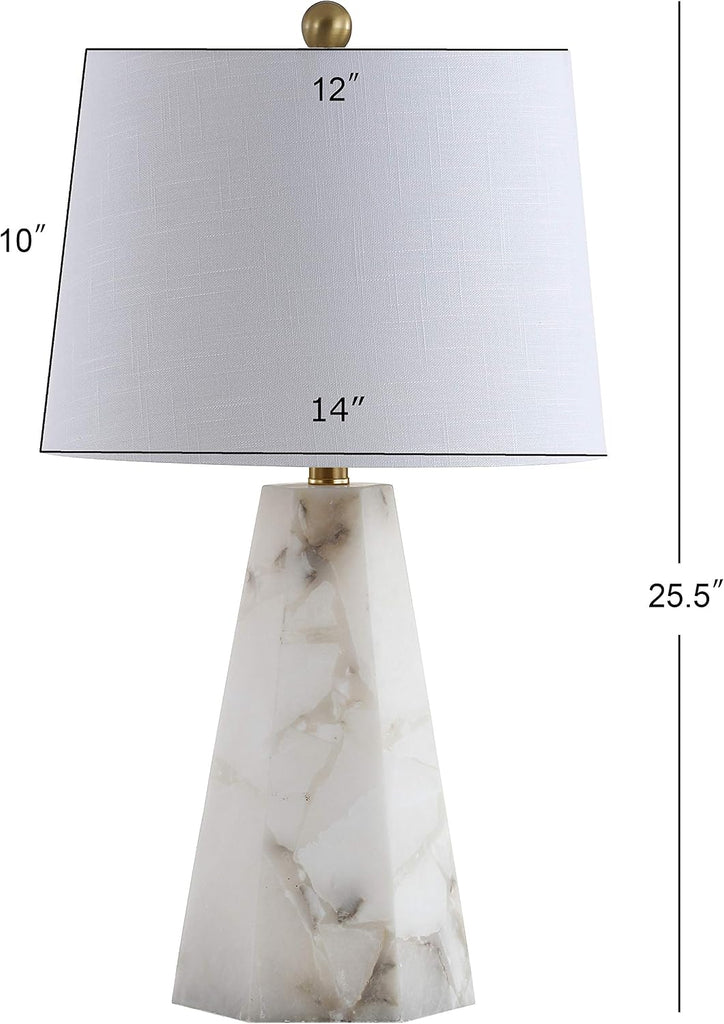 25.5" Natural/Black Modern Table Lamp, White Linen Shade, Contemporary Bedside Nightstand Lamp