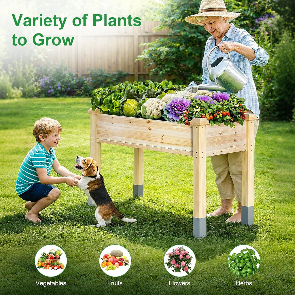 331lb Capacity Wooden Raised Garden Bed Outdoors with Legs, Box of 1 | 48x24x31" Elevated Ergonomic Large Planter Box