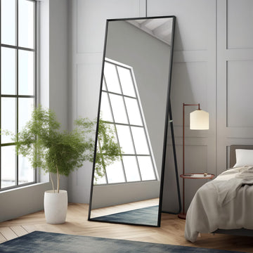 Full Length Mirror, 64"x21" Body Mirror with Stand Floor Standing Wall-Mounted Hanging or Leaning Against Wall