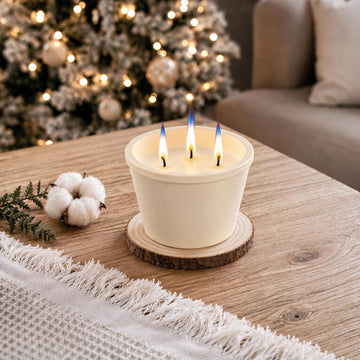 Large 20oz Scented Candle - Creamy Vanilla, 3 Wick Non Toxic Soy Candles for Women, Matte Ivory White Ceramic Jar