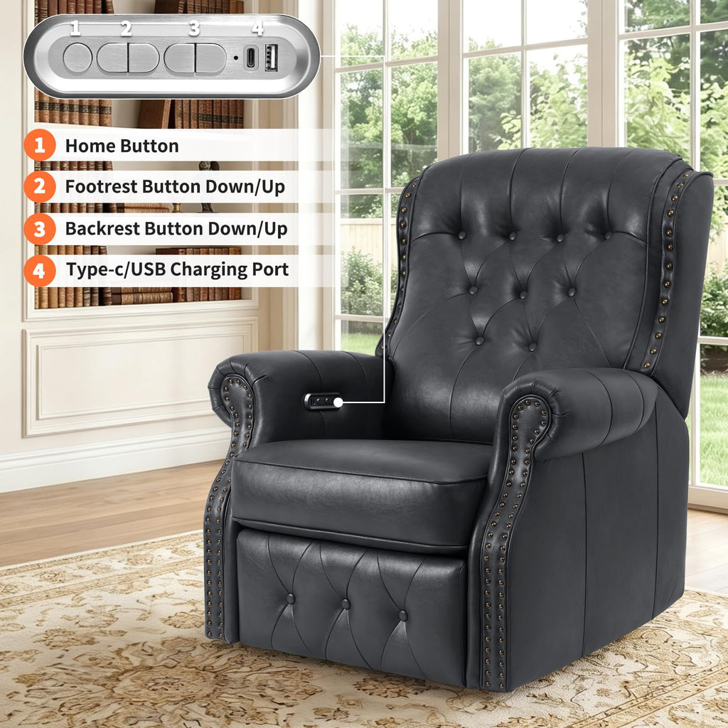 Dual Motor Zero Gravity Wingback Power Recliner Chair, Obsidian Black