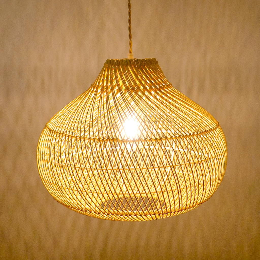 Rattan Boho Pendant Lights, 15.74'' Large Kitchen Island Wicker Chandelier, Hand Woven Farmhouse Pendant Light