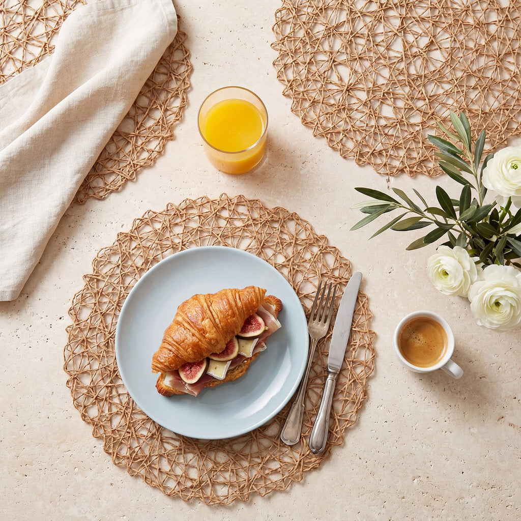 Paper Braided Round Placemats, 60 Sets, Brown, 13 in