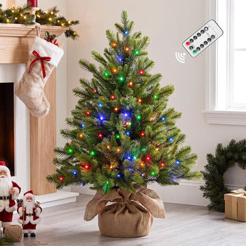 2ft Pre-lit Artificial Mini Christmas Tree, Small Tabletop Decor