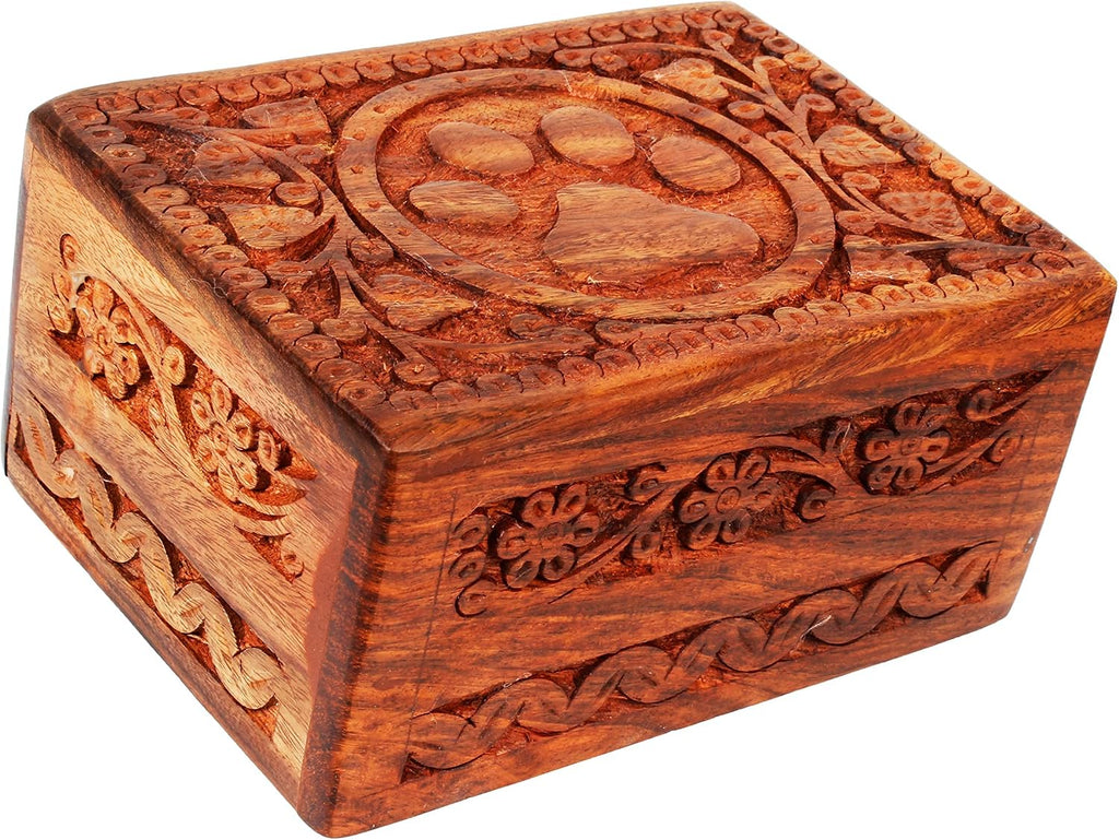 Wooden Pet Memorial Cremation Urns for Ashes Pet Urn Wood Keepsake Paw Box Urns for Cat Dogs Ashes | Cat Memorials