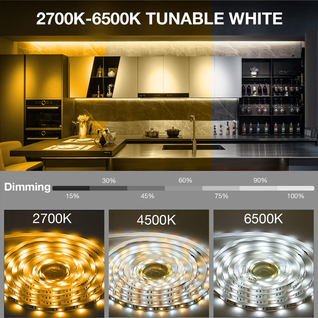 Under Cabinet Lighting kit, 6 PCS LED Strip Lights with Remote, Dimmer and Adapter, Dimmable Cabinet,Counter,TV