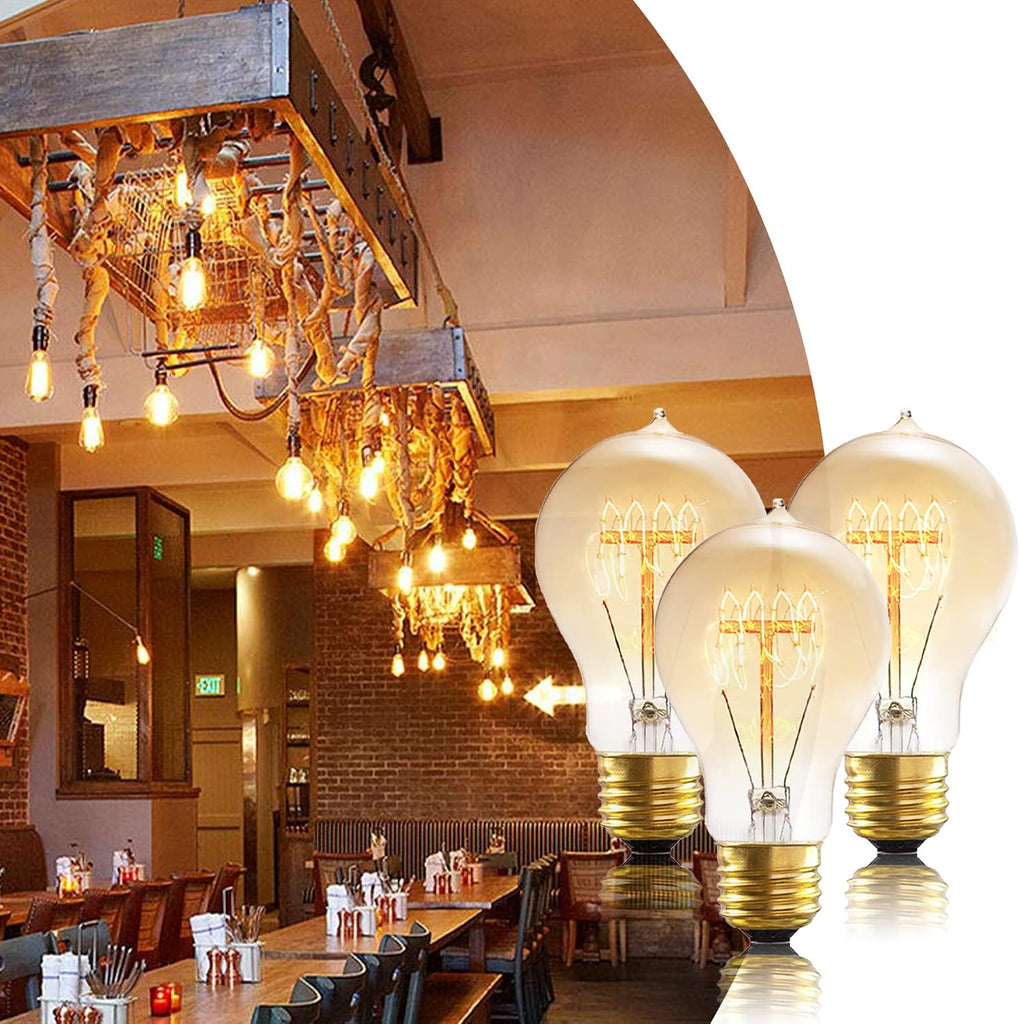 A19 Incandescent Light Bulbs 40W E26 Dimmable Edison Bulbs 6 Pack