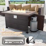 13 Pieces Outdoor Patio Furniture Set with 43" 55000BTU Gas Propane Fire Pit Table PE Wicker Rattan Sectional