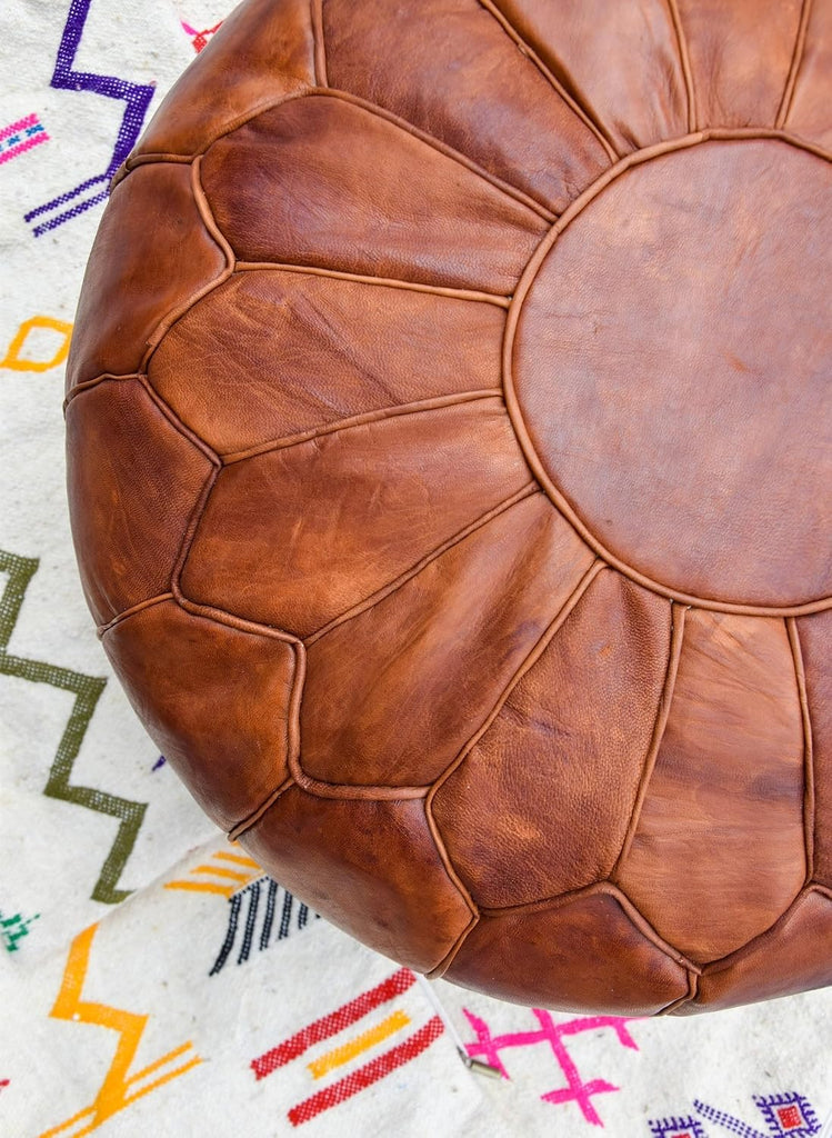 Premium Ottoman Pouf Cover, Ottoman Footstool Hassock 100% Real Natural Leather Pouf, Home Gifts, Wedding Gifts, Foot