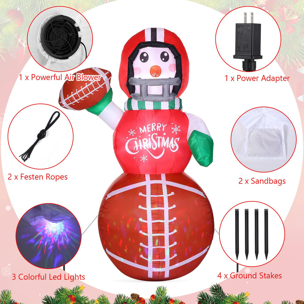 6.5 ft Christmas Inflatables Snowman, Football Snowman