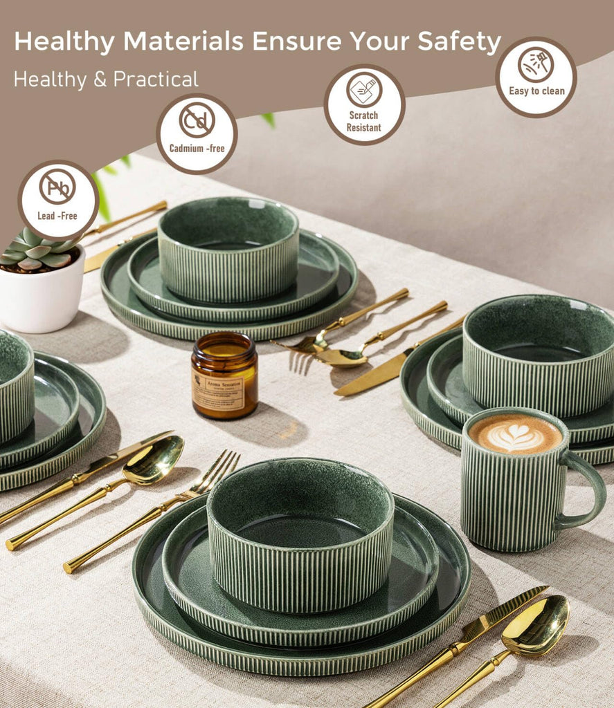 Stoneware Dinnerware Sets for 4,12-Piece Plates and Bowls Set