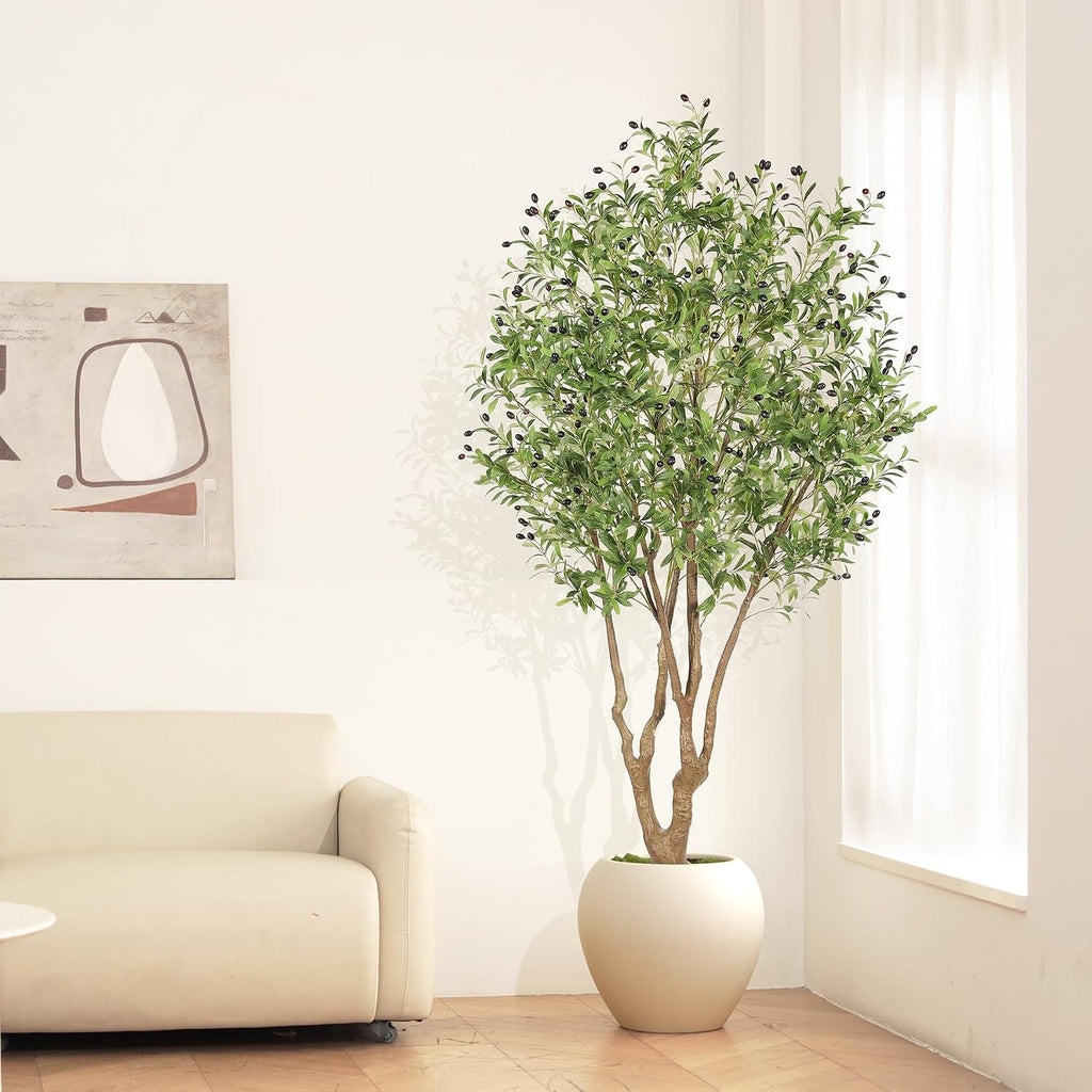 Faux Olive Tree 7ft with Large Branches and Realistic Fruits