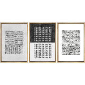 Framed Canvas Print Wall Art Set Mid-Century Geometric Block Abstract Shapes Cozy Neutral Modern Art Decorative Boho