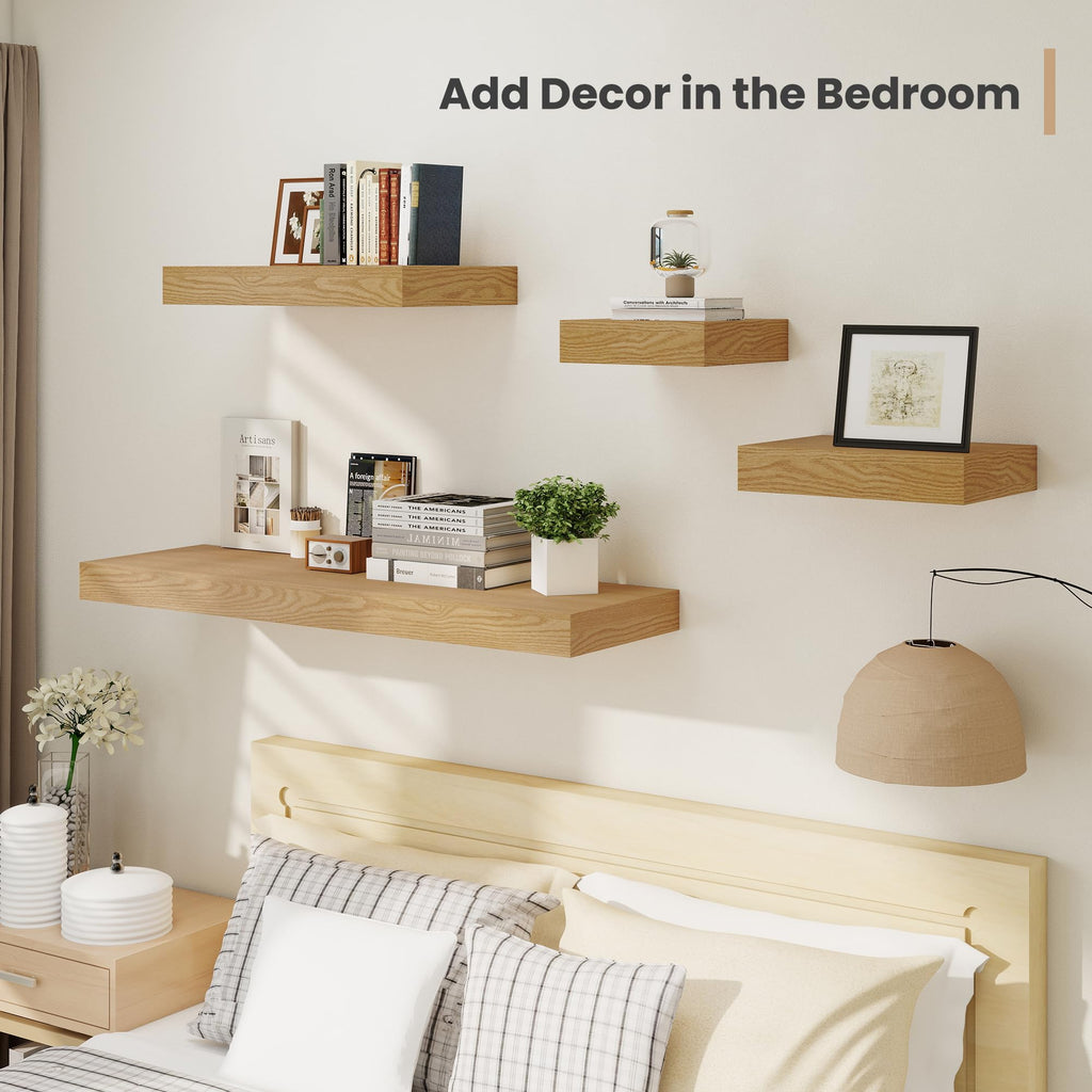 12 Inch Deep Floating Shelves, 55 x 12 inches Long Wall Shelf, Large Extra Display Shelf & Storage Shelf, Rustic Wood
