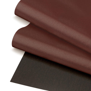 Brown Faux Leather Fabric 79"×55" Smooth Grain Upholstery Vinyl