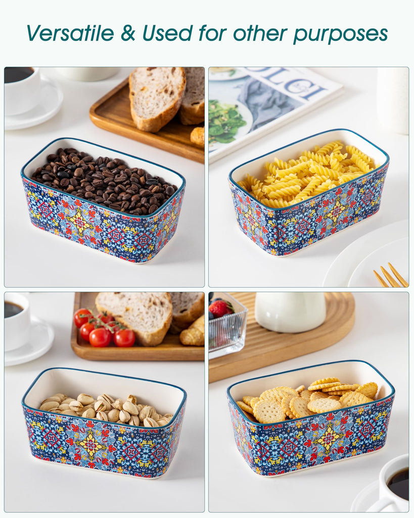 6.5" Butter Dish with Lid, Ceramic Butter Dish for Countertop