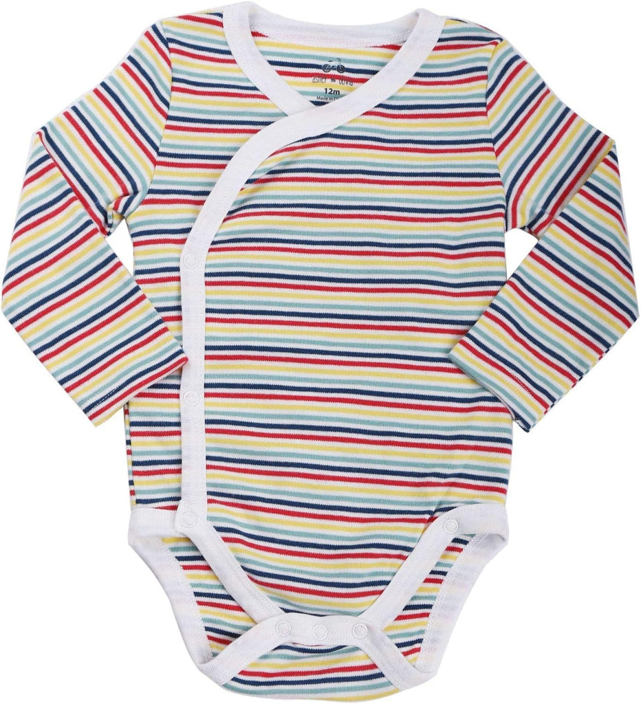 Boy's Pack Long-Sleeve Kimono Bodysuit Set -Side Snap Infant Bundle Bicycles Red, White and Stripes, Newborn, NB