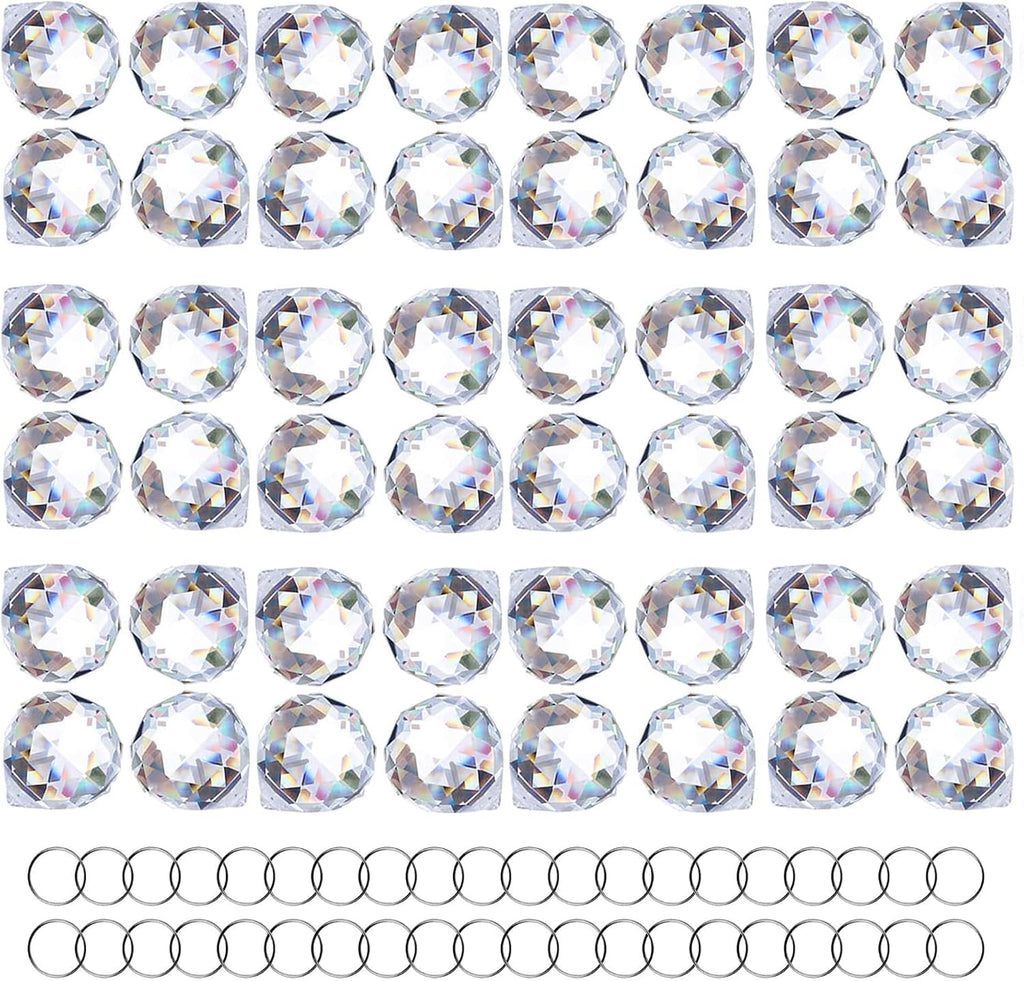48pcs Clear Crystal Ball Prism 20mm Chandeliers Prism Sun Catcher Hanging - Rainbow Maker