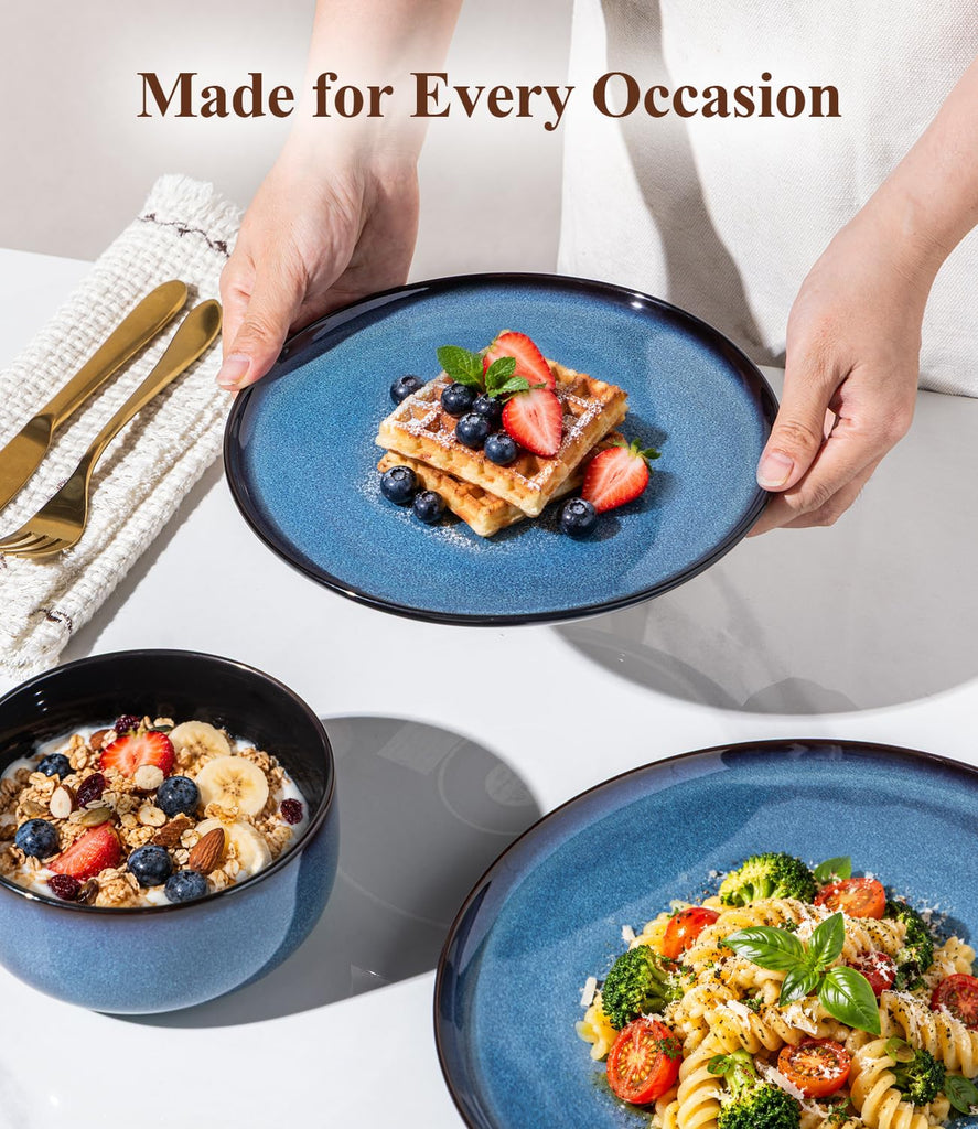 Ceramic Dinnerware Sets for 8,24Pcs Porcelain Plates and Bowls Set