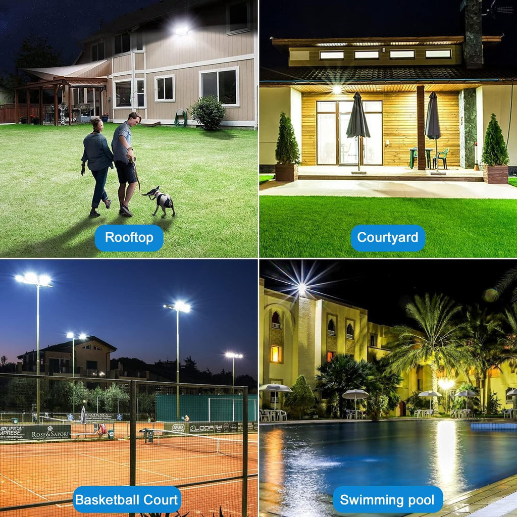 LED Flood Lights Outdoor, 2 Pack 150W 15000LM Bright Exterior Floodlight, IP65 Waterproof LED Work Lights, 6500K