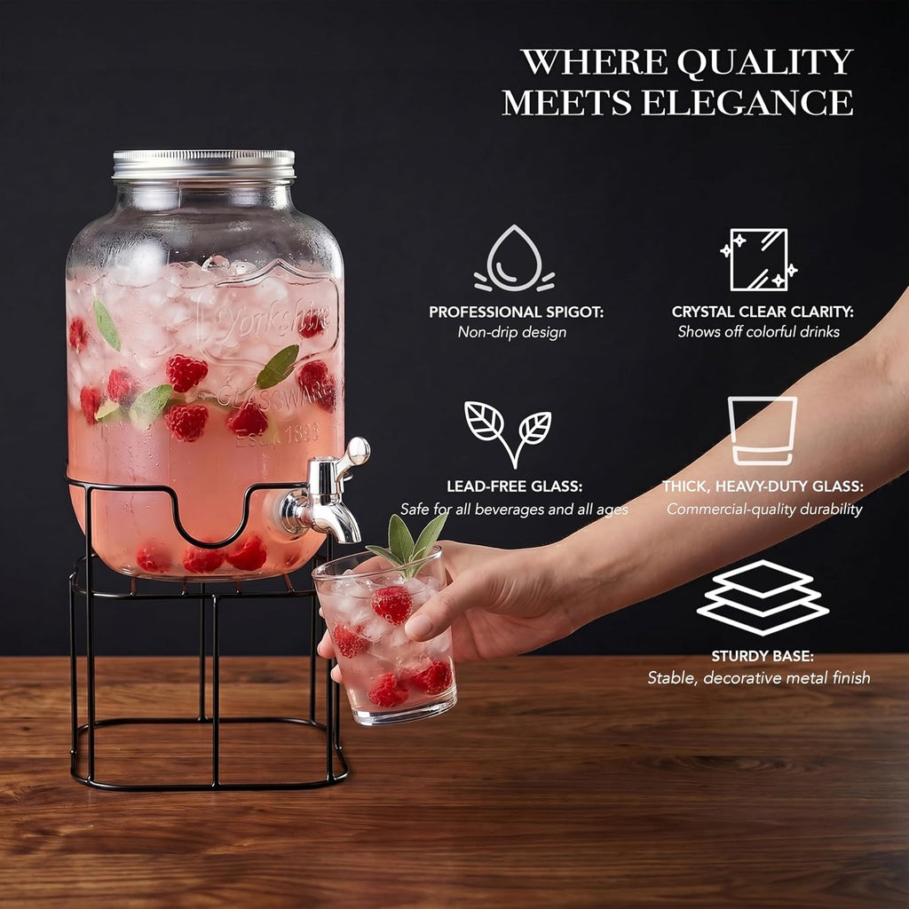 Sun Tea Mini Mason Jar with Lid, Glassware For Water, Juice, Beer, Wine, Liquor, Kombucha Iced Punch & Cold Drinks