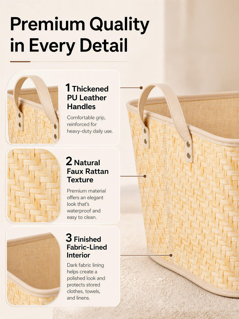 Oversized Storage Baskets Laundry Hampers with Structured Frame & Supported Bottom, Extra Large Closet Bins for