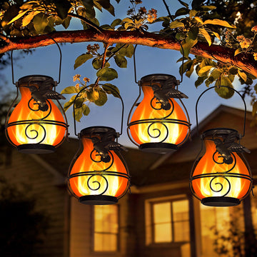 Lanterns Outdoor Waterproof Hummingbird Hanging Solar Lantern