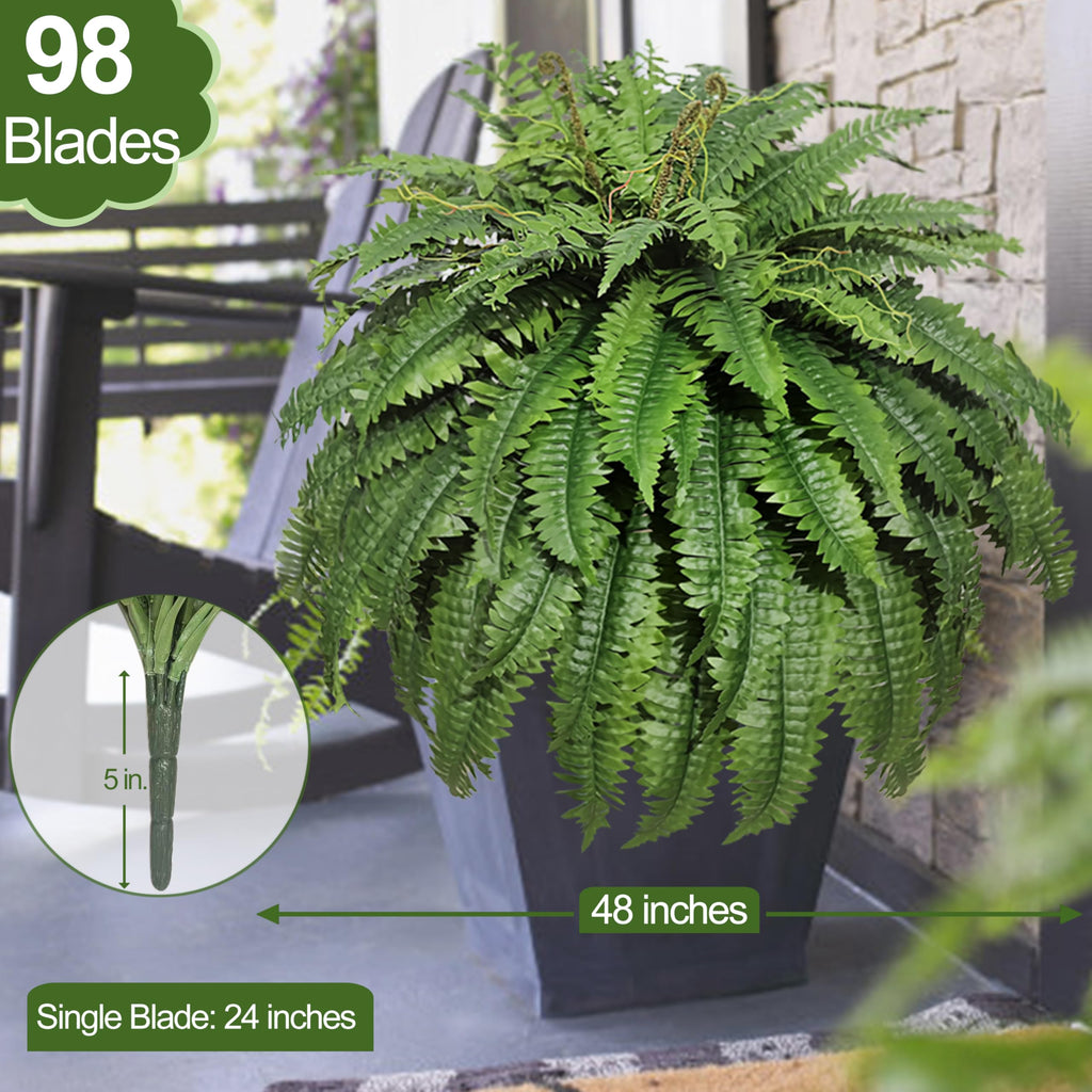 Large Artificial Ferns for Outdoor 98 Branches Fake Fern