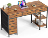 Computer Desk with 6 Drawers, Office Desk with Shelves, Reversible Gaming Desk, Corner Desk with Storage, Work, Study