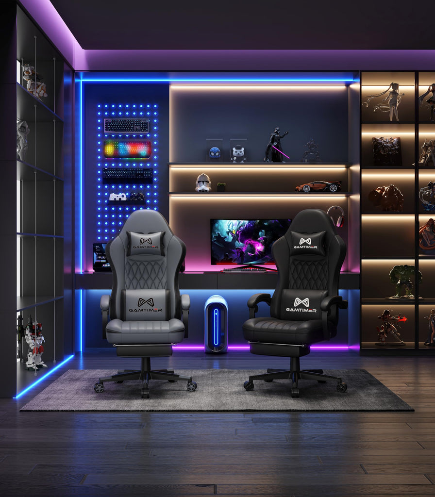 Gaming Chair, Computer Office Chair with Pocket Spring Cushion, 400 LBS Weight Capacity, Breathable PU, Headrest &