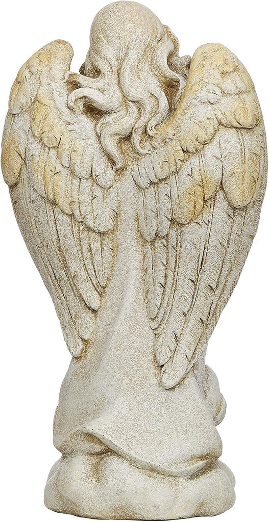 By - 12.25" H Memorial Angel Holding a Heart Garden Statue, Religious Outdoor Decor