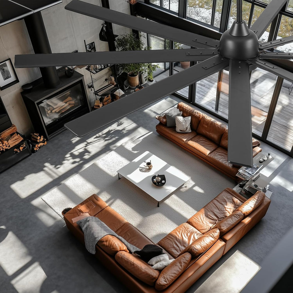 84" Ceiling Fan with LED Light and Remote - Matte Black