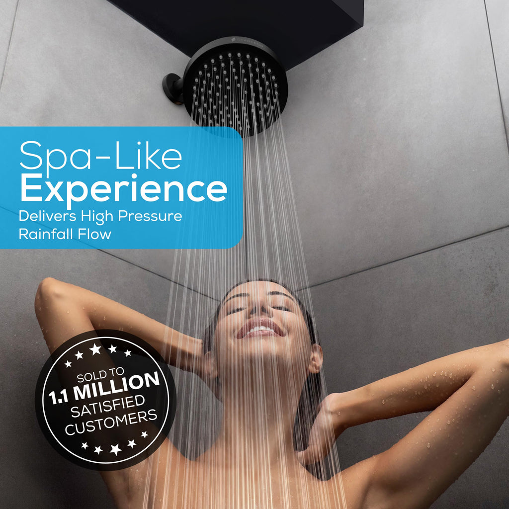 Rain Shower Head, 6 Inch Round, Midnight Black Matte Finish