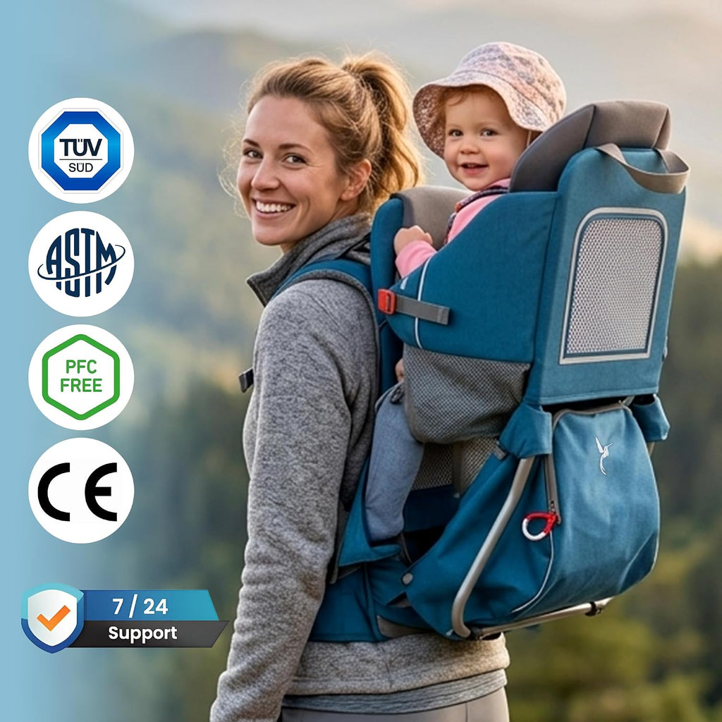 Ultralight Toddler Hiking Baby Carrier Backpack with Sunshade, Black