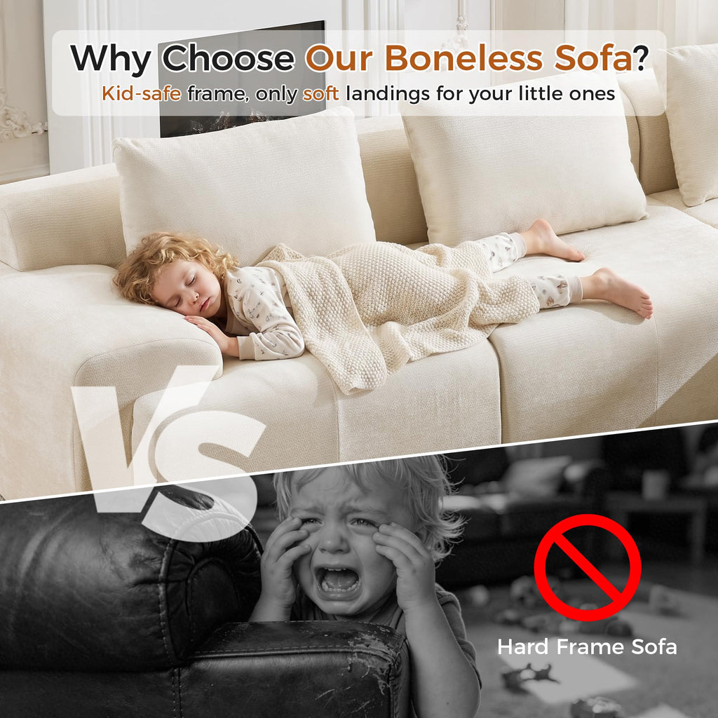 85" Modular Sectional Sofa, Chenille Upholstered Boneless Couch, Modern Deep Seat Cloud Sectional Couches, Oversized