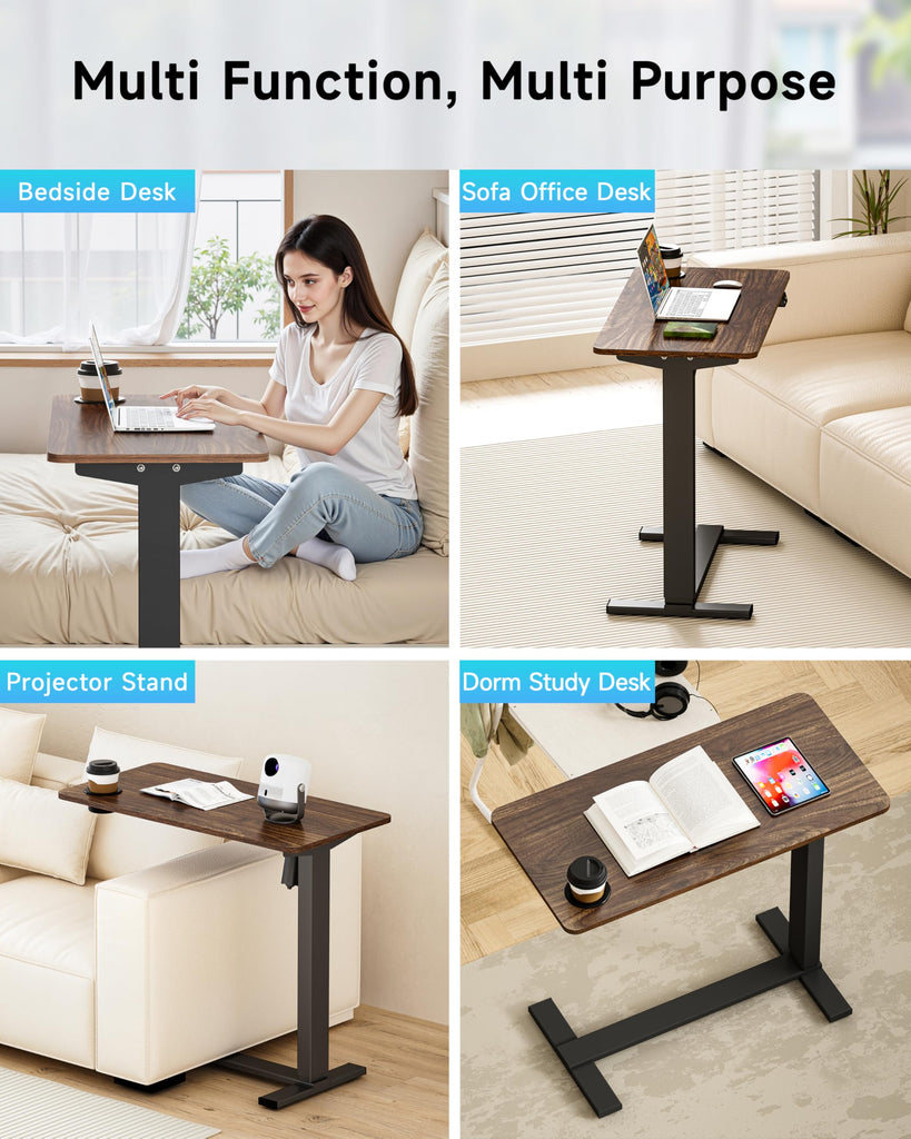 Small Electric Standing Desk Bedside Table with Hidden Wheels 31.5 x 15.8 Inch Adjustable Computer Laptop Office