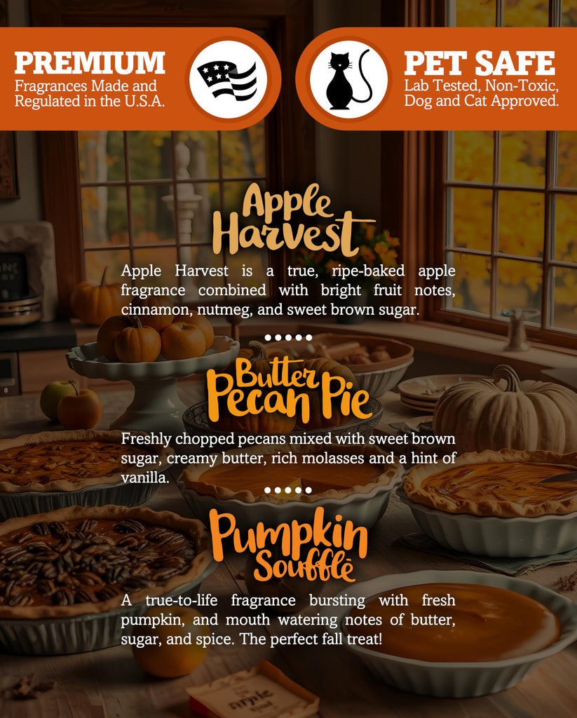 Fall Premium Wax Melts Variety 3 Pack - 9 Oz., Strong & Long Lasting, Non-Toxic - Made with Essential & Natural Oils