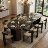38.6" to 110.2" Modern Extendable Dining Table, Expandable Fluted Round Table for 2-12 People with Storage, Space