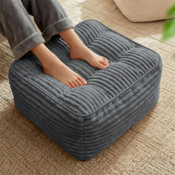 Square Pouf Ottoman, Boho Stuffed Poufs Ottoman with Memory Foam Filled 25.7 x 15.7 inches Modern Corduroy Foot Rest