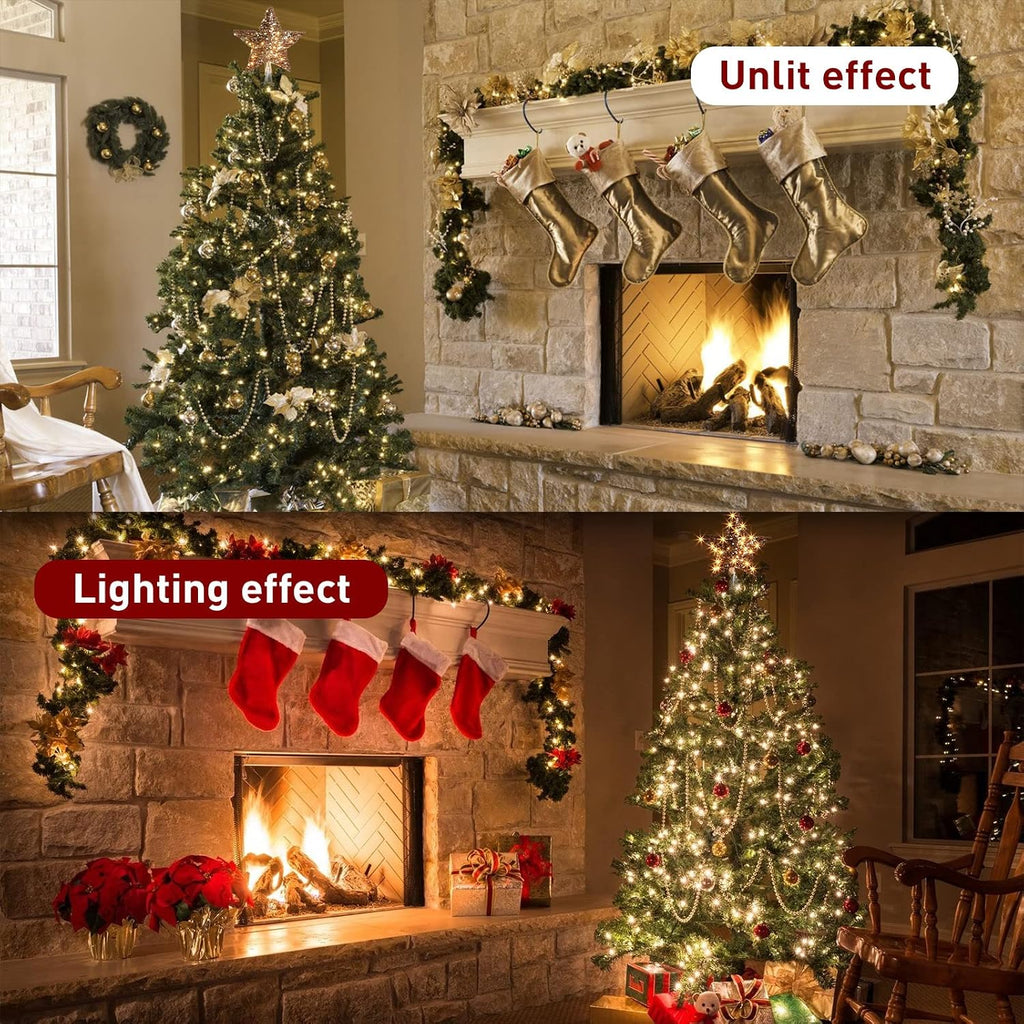 14" 40 LED Christmas Rattan Tree Topper Lighted Star Topper