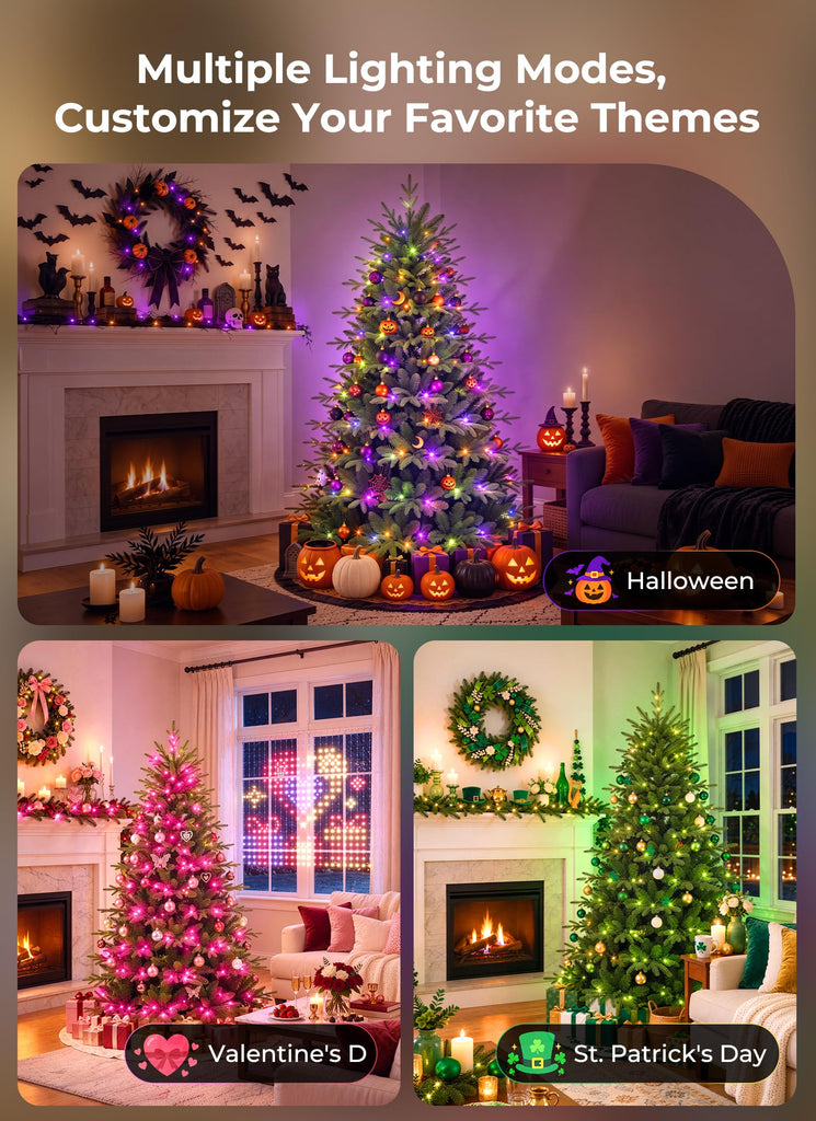 7.5-ft Smart Prelit Christmas Trees with 400 LED Lights, App Control