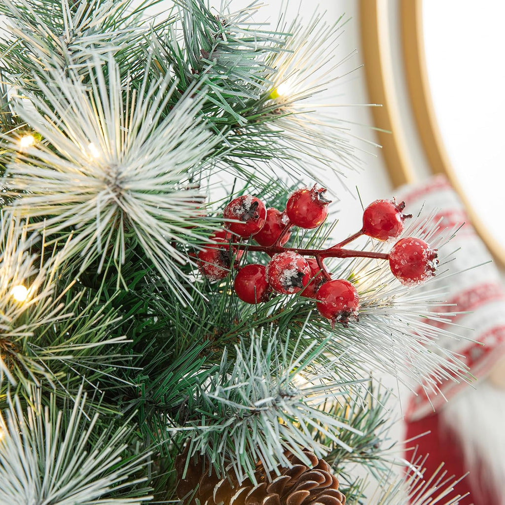 2PK 5ft Pre-Lit Christmas Tree with 150 Warm White Lights,Potted Artificial Christmas Tree w/286 Pine Needle&PVC