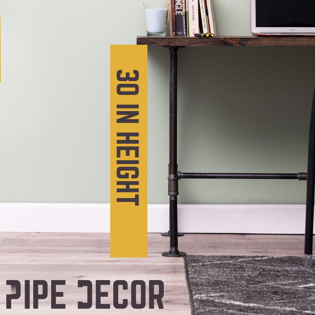 Industrial Pipe Desk Leg Set, Modern Home Office Table Writing or Computer Base Kit, Dark Grey Black Rough Pipes