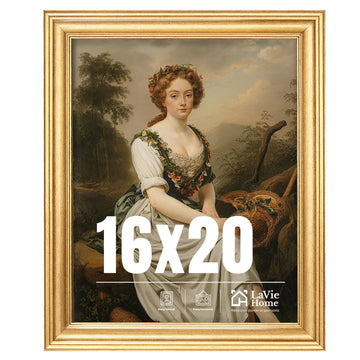 16x20 Picture Frames (1 Pack, Gold) Photo Frame with Plexiglass 11x14 with Mat for Wall Mount Display