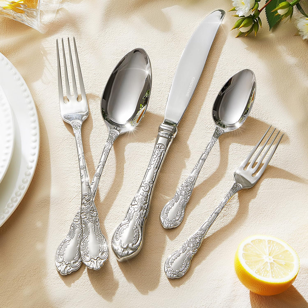 Silverware Set for 1, 5pc Vintage Flatware Set, 18/10 Stainless Steel