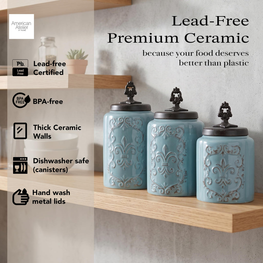 Blue Antique Set of 3 Canisters